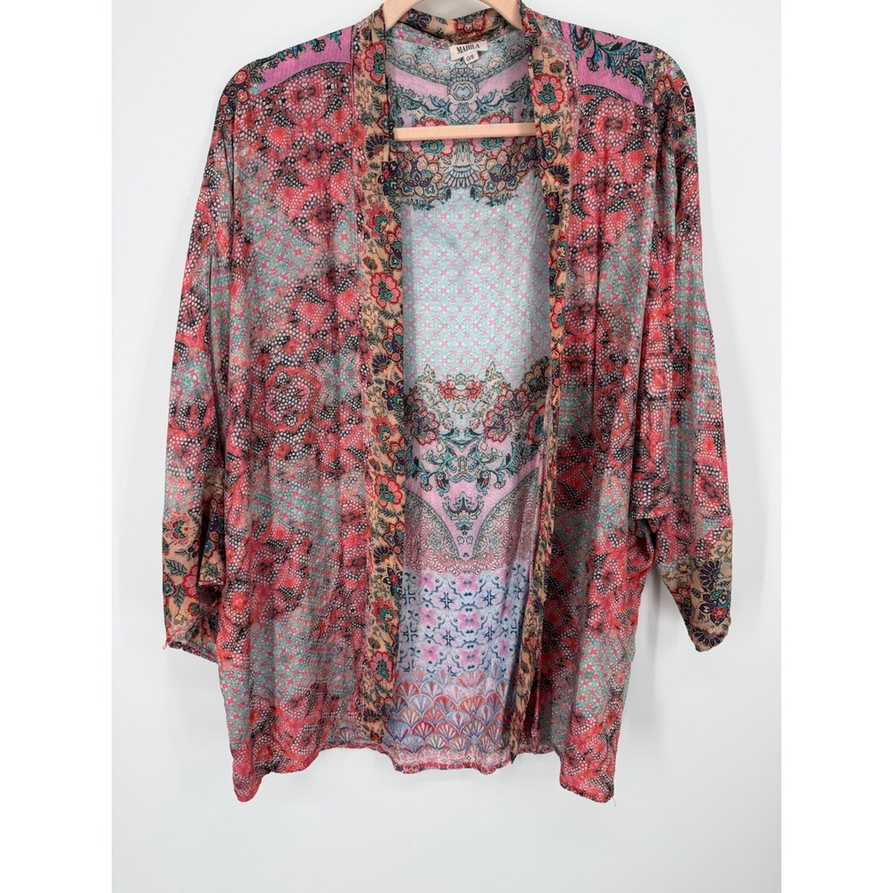 Mahila Kimono Wrap Women One Size Multicolor Floral Paisley Patchwork Boho Layer